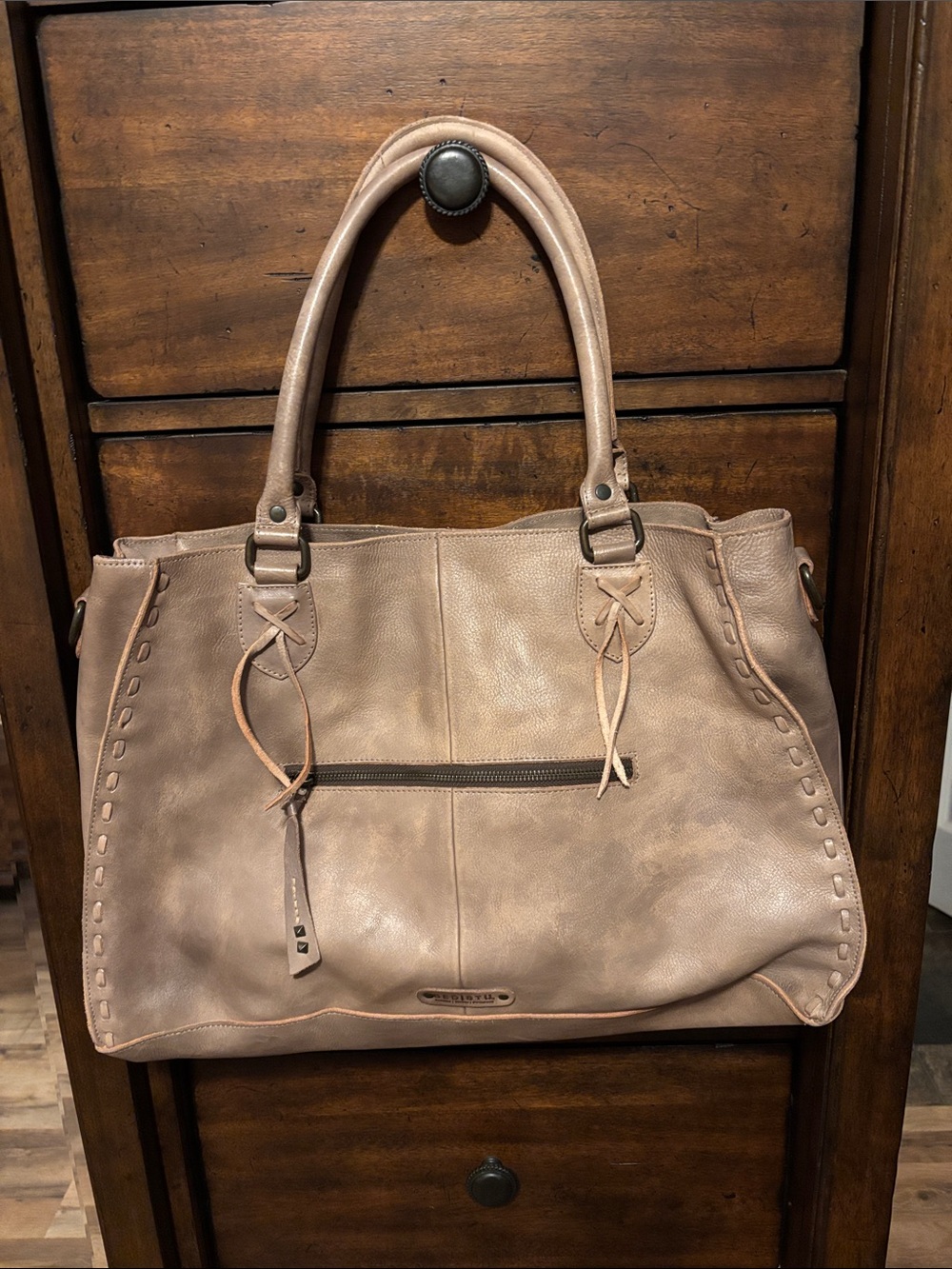 BED|STU (Taupe Driftwood) Leather Convertible Tote/Shoulder Satchel Bag (NWOT) - Picture 2 of 5